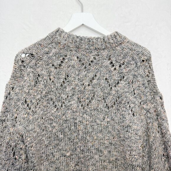 MADEWELL Pointelle Bubble Sleeve Wool Blend Oversized Pullover Sweater Gray Sz S - Picture 8 of 10